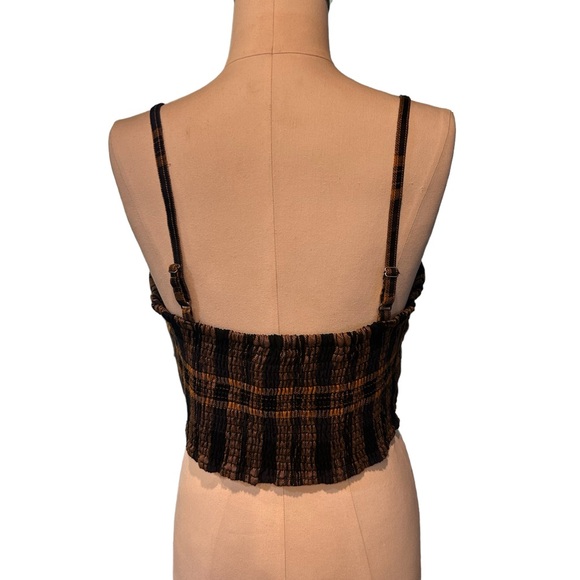 Aeropostale Plaid Cropped Tank, Gold and Black, Size L - Picture 3 of 10